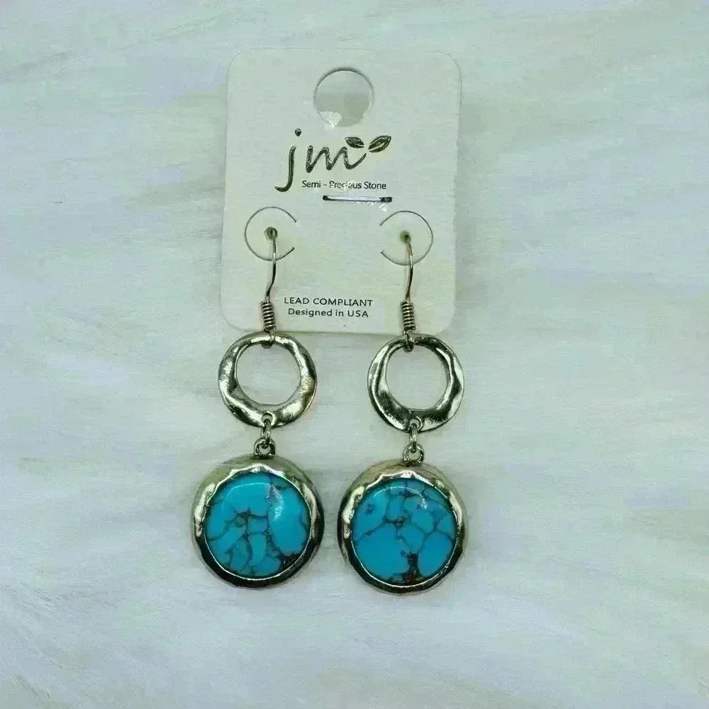Blue Marble Statement Earrings - Picture 3 of 3
